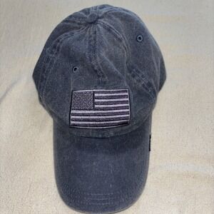 American Flag USA Custom Embroidered Blue Gray Adjustable Baseball Cap‎ Hat OSFM